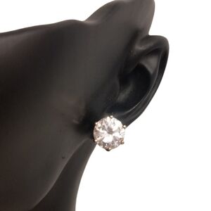 NWOT LARGE  ROUND BRILLIANT FACETED CUBIC ZIRCONIA & GOLDPLATED STUD EARRINGS